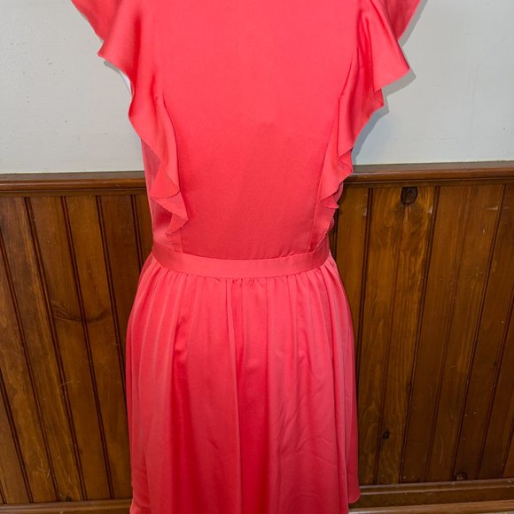NWT Women's Banana Republic Coral Ruffle‎ Flutter Sleeve Dress 4 MSRP $128 - Picture 4 of 7